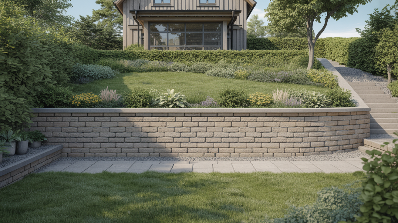 stodmur retaining wall naturel stenlaggning