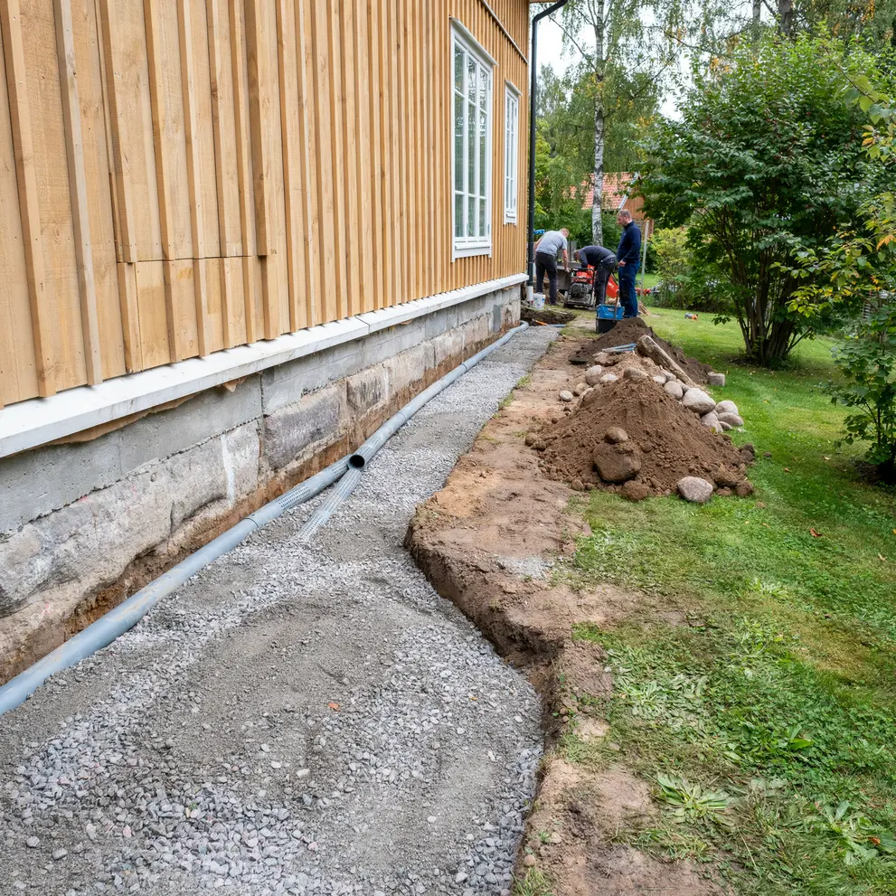 dranering hus kallare isolering markarbete huddinge glomsta vendelso haninge tyreso vega dalaro stockholm